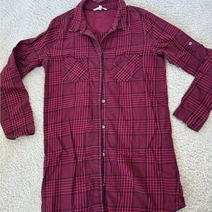 Victoria's Secret Burgundy Plaid Button Down nightgown
